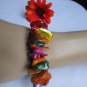 NEW WOMEN WIDE MULTI COLORS STONE BEADS TRENDY FASHION RAINBOW ELASTIC BRACELET