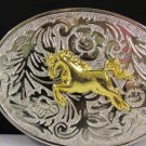New Men / Women Big Silver Metal Western Fashion Belt Buckle Gold Rodeo Horse
