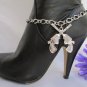 NEW WOMEN SILVER BOOT CHAIN 1 STRAP BIG METAL WESTERN PISTOL GUNS SHOE CHARM #29