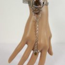 N. Women Silver Metal Bracelet Hand Chain Fashion Jewelry Slave Ring Green Brown