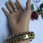 WOMEN GOLD METAL BIG PEACOCK BRACELET FASHION HAND CHAIN  RHINESTONES SLAVE RING
