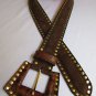 NORMA WALTERS WOMEN BROWN SUEDE LEATHER FASHION BELT GOLD STUDS 25"-29" XS S