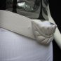 USED WOMEN WHITE SILK DRESS HIP WAIST FASHION BELT BIG LEAF BUCKLE 29"-31" SMALL