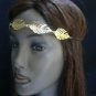 WOMEN BIG GOLD FRONT FLOWERS LEAVES METAL HEAD CHAINS GRECIAN FASHION JEWELRY