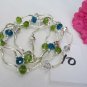 WOMEN GREEN SILVER NAVY BLUE BEADS TRENDY FASHION JEWELRY FIVE BANGLES BRACELETS