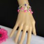 WOMEN PINK NEON GREEN SILVER NAVY BLUE BEADS FASHION JEWELRY BANGLES BRACELETS