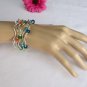 WOMEN GREEN SILVER ORANGE NAVY BLUE BEADS FASHION JEWELRY FIVE BANGLES BRACELETS