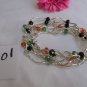 WOMEN SILVER BLACK GREEN ORANGE BEADS FASHION JEWELRY 6 STRANDS ROWS ANKLETS