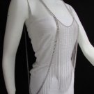 NEW WOMEN SILVER METAL PARTY DRESS FULL BODY CHAIN FASHION LONG NECKLACE JEWELRY