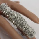 New Women Fashion Statement Huge Long Metal Ring Silver Rhinestones One Size