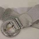 Women Metallic Silver Fashion Belt Elastic Hip / High Waist Stretch Faux Leather