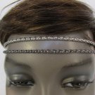 New Women Head Fashion Black Elastic Band Forehead Jewelry Silver Pewter Chains