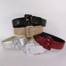 New Women Fashion Wide Belt Faux Leather hip Waist Black White Silver Red S M L