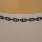 New Women Antique Silver Metal Fashion Belt Turquoise Blue Beads Hip Waist S M