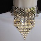 New Women Silver Metal Mesh Chains Trendy Fashion Choker Necklace Rhinestones