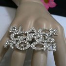 New Women Silver Metal 2 Fingers Big Fashion Ring Black Girls Rock Rhinestones