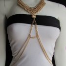 New women fashion gold egyptian body chain chunky long necklace body jewerlry