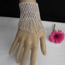 New Women Silver Long Mesh Metal Hand Dressy Fashion Wide Bracelet Rhinestones