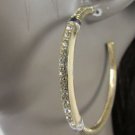 New Women Antique Gold Fashion Earrings Large Hoop Hook Metal Rhinestones