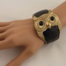 New Women Silver Gold Owl Bracelet Black Aqua Blue Yellow Metal Cuff Fashion