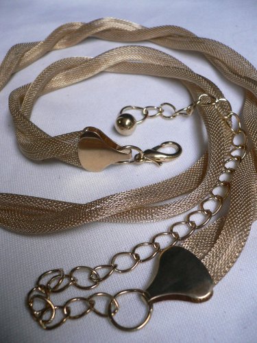 New Chic Women Summer Metal Mesh Gold Chain Braided Fashion Belt 32"-40" M L XL