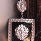 New Women Silver Black Earring Metal Lion Square Head Face Hook Fashion Dangle