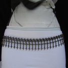New Women Belt Fashion Pewter Metal Chains Multi Crosses Fit Size Xs S M 22"-40"