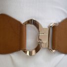 New Women Hip High Waist Elastic Brown Fashion Belt Silver Buckle 26"-35" S - M