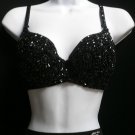 New Women Black Sexy Fashion Bra Sequins Flower Stylish Bralet Club Wear 38B