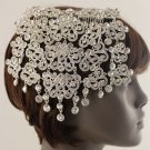 New Women Fashion Silver Metal Head Piece Pin Hair Wedding Jewelry Wide Long