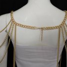 New Women Gold Shoulder Chunky Metal Thick Chain Fashion Jewelry 2 Sides Sexy