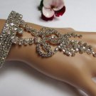 New Women Silver Metal Hand Chain Fashion Heart Bracelet Slave Rings Rhinestones