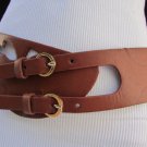 New Women Elastic Hip Waist Brown Wide Fashion Belt 2 Gold Buckles 29"-35" S M