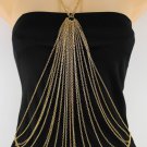 Women Gold Metal Wide Body Chain Long Fashion Jewelry Pool Beach Party Necklace