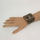 New Women Cuff Fashion Jewelry Gold Metal Bracelet Circles Black White Pink Blue