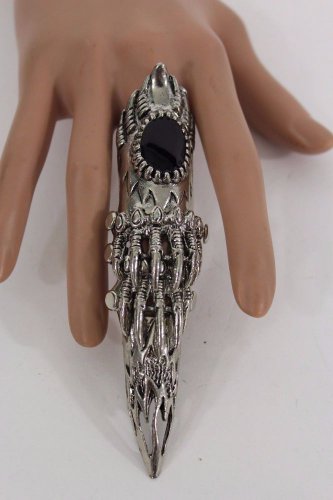 New Women Men Antique Silver Knuckle Long Teeth Claws Spike Gothic Fashion Siz 8
