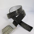 New Guess Women Black Snake Skin Stamp Fashion Belt Big Silver Buckle Size M L
