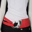 New Women Bright Red Faux Leather Fashion Belt Metal Hook Buckle 27"-34" S M
