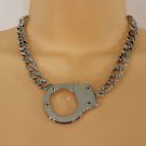 New Women Fashion Necklace Silver Metal Chains Links Handcuffs Hip Hop Police