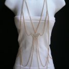 NEW WOMEN GOLD BUTTERFLY RHINESTONES CHARM METAL BODY CHAIN FASHION JEWELRY