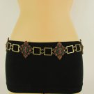 New Women Hip Waist Antique Gold Metal Chains Fashion Belt Brown Beads S M L