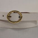 New Tommy Hilfiger Women Men Fashion Belt White Tan Faux Leather Gold Buckle S M