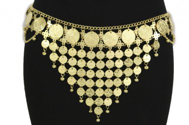 New Women Hip Gold Chains Coins Metal Fashion Belt Belly Dancing Moroccan S M L
