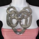 New Women Silver Metal Round Link Chains Jewelry Long Fringe Necklace + Earring
