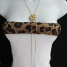 Women Necklace Earring Set Fashion Extra Long Gold Thin Chains Lion's Pendant