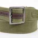 New Aeropostale Men Women Army Green Fabric Fashion Belt Silver Buckle Size M XL