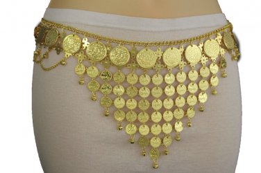 New Women Hip Gold Chains Coins Metal Fashion Belt Belly Moroccan Style Size S M