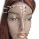 New Women Silver Metal Elastic Head Chain Fashion Jewelry Trendy Rhinestones