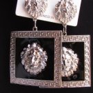 New Hot Women Square Silver Black Metal Lion Head Face Hook Fashion Earrings Set