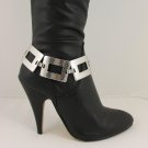 Women Fashion Jewelry Boot Bracelet Silver Metal Big Squares Chain Bling Charm